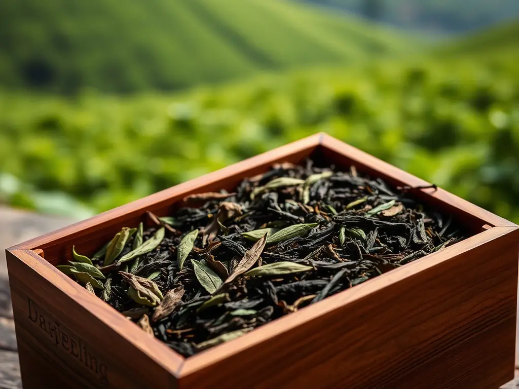 A close-up shot of a beautifully designed box of Premium Green Tea, showcasing the elegant packaging and high-quality tea leaves. This tea is part of MAI W's premium product offerings, emphasizing its delicate flavor and aroma.